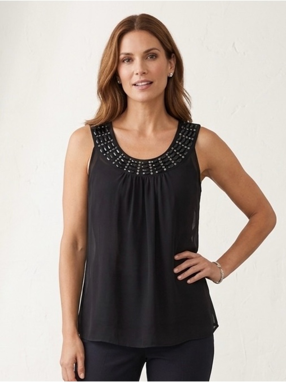 Kische Black Studded Scoop Neck Tank Top